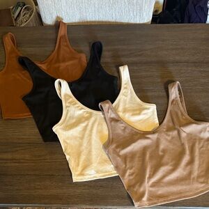 Women's Ribbed Tank Top - Black, Cream, Tan, Brown